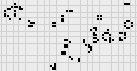 Conway’s Game of Life — live cells scattered across a grid